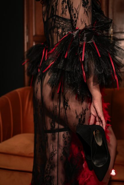 madame de Monaco cocotte coquette lingerie sexy dentelle broderie femme fesse sensuel